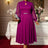 AOMEIDRESS Elegant A Line Midi Dress for Party Church Sheer Sleeve Purple / S