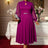 AOMEIDRESS Elegant A Line Midi Dress for Party Church Sheer Sleeve Purple / S