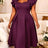 AOMEIDRESS Elegant A Line Midi Dress Sweetheart Neck Ruffle Sleeves - PurpleRed / L