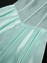 AOMEIDRESS Elegant A Line Midi Jacquard Wedding Dress Patchwork Satin Skirt