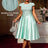 AOMEIDRESS Elegant A Line Midi Jacquard Wedding Dress Patchwork Satin Skirt LightGreen / S