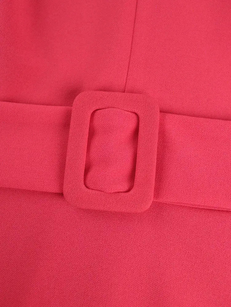 AOMEIDRESS Elegant A Line Midi Lace Dress for Party Church Waist Belt