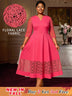 AOMEIDRESS Elegant A Line Midi Lace Dress for Party Church Waist Belt WatermelonRed / S
