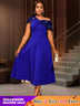 AOMEIDRESS Elegant A Line One Shoulder Sequins Dress for Party Evening Blue / S
