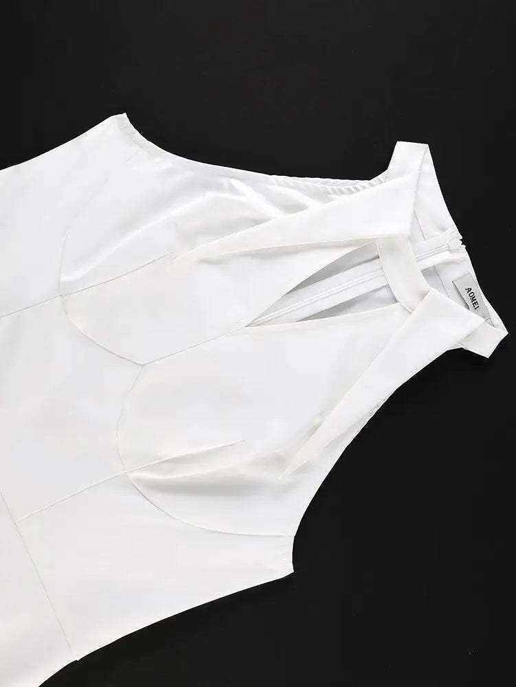 AOMEIDRESS Elegant A Line Pleated Dress Halter Neck for Party Wedding