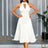 AOMEIDRESS Elegant A Line Pleated Dress Halter Neck for Party Wedding White / S