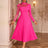 AOMEIDRESS Elegant A Line Pleated Dress Lace Long Sleeves Party Wear Rose / S