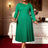 AOMEIDRESS Elegant A Line Pleated Dress Long Sleeve for Church Office Green / L