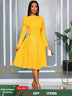 AOMEIDRESS Elegant A Line Pleated Dress Slash Neck Folds Party Gowns Yellow / S
