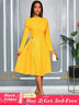 AOMEIDRESS Elegant A Line Pleated Dress Slash Neck Folds Party Gowns Yellow / S