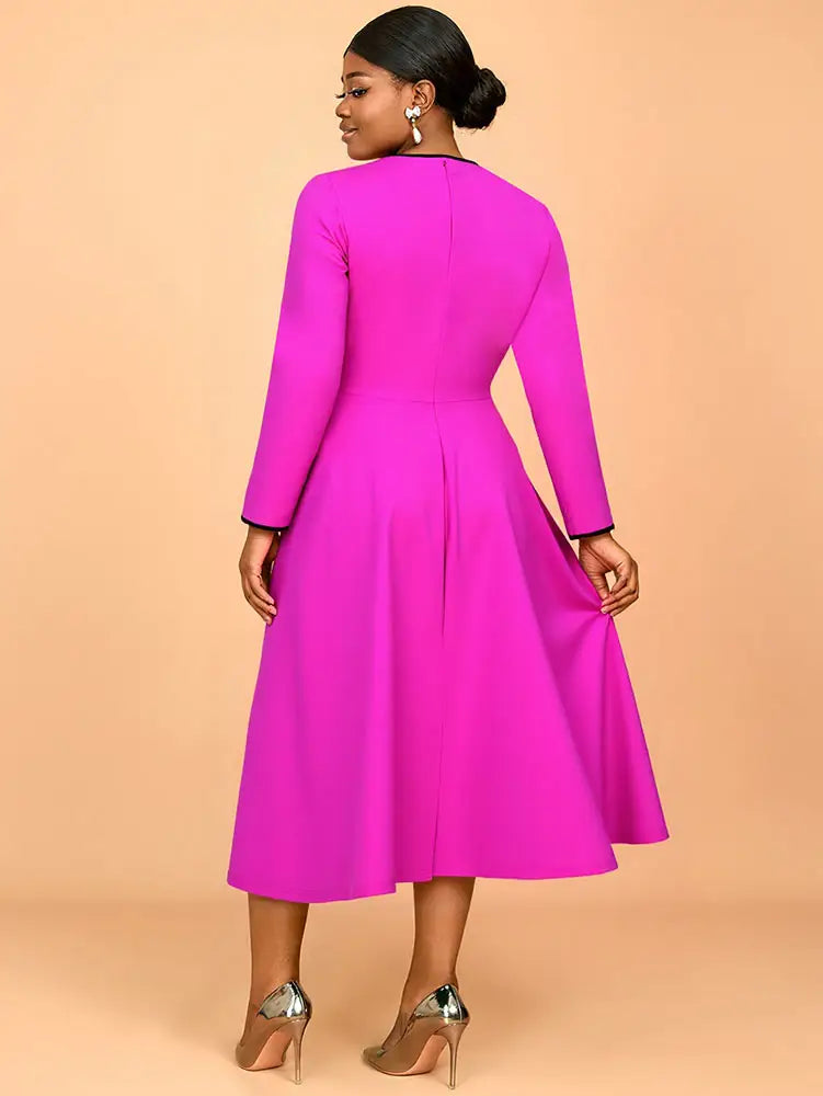 AOMEIDRESS Elegant A Line Pleated Dress with Applique for Party Church