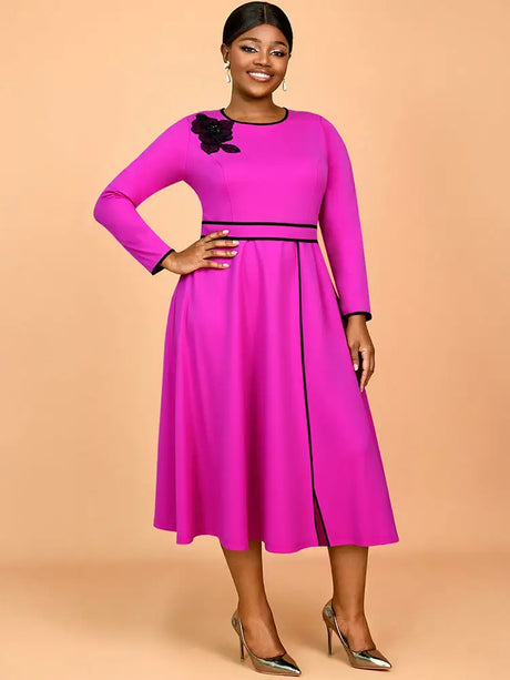 AOMEIDRESS Elegant A Line Pleated Dress with Applique for Party Church