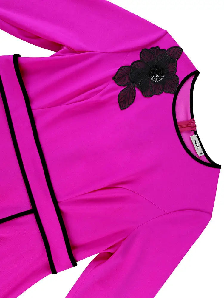 AOMEIDRESS Elegant A Line Pleated Dress with Applique for Party Church