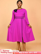 AOMEIDRESS Elegant A Line Pleated Dress with Applique for Party Church RO / S