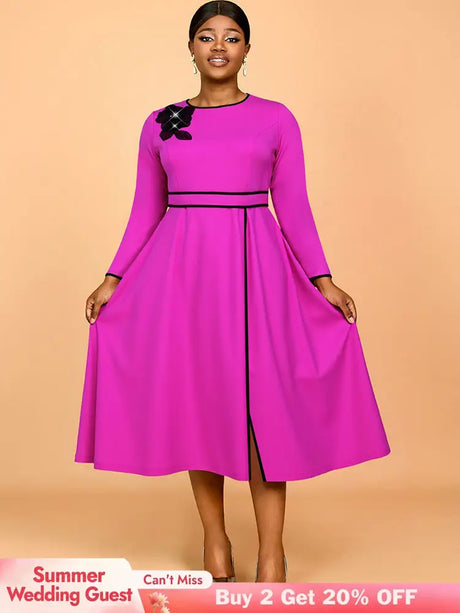 AOMEIDRESS Elegant A Line Pleated Dress with Applique for Party Church RO / S