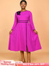 AOMEIDRESS Elegant A Line Pleated Dress with Applique for Party Church RO / S