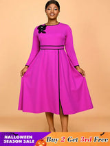 AOMEIDRESS Elegant A Line Pleated Dress with Applique for Party Church RO / S