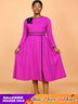 AOMEIDRESS Elegant A Line Pleated Dress with Applique for Party Church RO / S