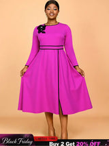 AOMEIDRESS Elegant A Line Pleated Dress with Applique for Party Church RO / S
