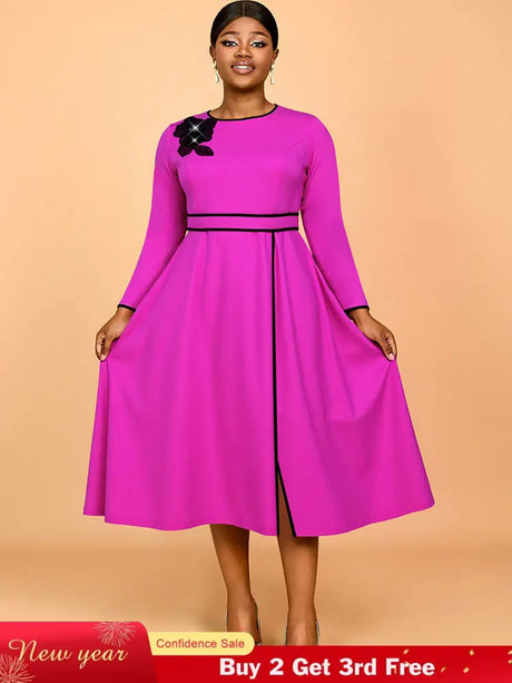 AOMEIDRESS Elegant A Line Pleated Dress with Applique for Party Church RO / S