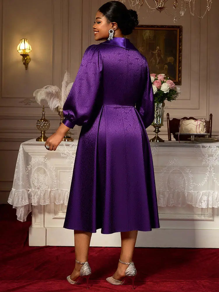 AOMEIDRESS Elegant A Line Pleated Jacquard Party Wedding Guest Dress