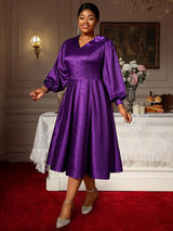 AOMEIDRESS Elegant A Line Pleated Jacquard Party Wedding Guest Dress