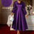 AOMEIDRESS Elegant A Line Pleated Jacquard Party Wedding Guest Dress DarkPurple / S