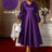 AOMEIDRESS Elegant A Line Pleated Jacquard Party Wedding Guest Dress DarkPurple / S