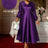 AOMEIDRESS Elegant A Line Pleated Jacquard Party Wedding Guest Dress DarkPurple / S