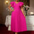 AOMEIDRESS Elegant A Line Pleated Wedding Guests Dress Ruffles V Neck Rose / S