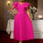 AOMEIDRESS Elegant A Line Pleated Wedding Guests Dress Ruffles V Neck Rose / S