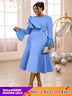 AOMEIDRESS Elegant A Line Sequins Ruffle Dress Flare Sleeve for Party LB / S