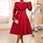 AOMEIDRESS Elegant A Line Sequins Ruffle Dress Flare Sleeve for Party Red / S