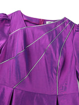 AOMEIDRESS Elegant A Line Shiny Puff Sleeve Dress for Wedding Party