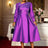 AOMEIDRESS Elegant A Line Shiny Puff Sleeve Dress for Wedding Party Purple / S