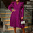 AOMEIDRESS Elegant A Line Turn Down Collar Ruffles Midi Dresses Purple / 0XL