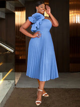 AOMEIDRESS Elegant A Line Wedding Guests Dress One Shoulder 3D Flower