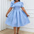 AOMEIDRESS Elegant A Line Wedding Guests Dress With A Bow Puff Sleeve Blue / 0XL