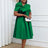 AOMEIDRESS Elegant A Line Wedding Guests Dress With A Bow Puff Sleeve Green / 0XL