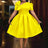 AOMEIDRESS Elegant A Line Wedding Guests Dress With A Bow Puff Sleeve Yellow / 0XL