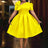 AOMEIDRESS Elegant A Line Wedding Guests Dress With A Bow Puff Sleeve Yellow / 0XL