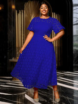AOMEIDRESS Elegant African Wedding Guest Gowns White Lace Dress Blue / S