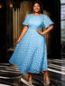 AOMEIDRESS Elegant African Wedding Guest Gowns White Lace Dress LightBlue / S
