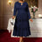 AOMEIDRESS Elegant Autumn Winter Midi Pleated Dress for Office Church Navy / S