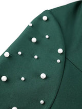 AOMEIDRESS Elegant Beaded 2 Piece Suit Turn Down Collar Blazer Side Slit Wide Leg Trousers