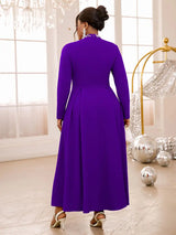 AOMEIDRESS Elegant Beaded A Line Church Dress Pleated Half High Collar