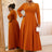 AOMEIDRESS Elegant Beaded A Line Church Dress Pleated Half High Collar Brown / 0XL