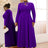 AOMEIDRESS Elegant Beaded A Line Church Dress Pleated Half High Collar DarkPurple / 0XL