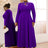 AOMEIDRESS Elegant Beaded A Line Church Dress Pleated Half High Collar DarkPurple / 0XL