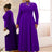 AOMEIDRESS Elegant Beaded A Line Church Dress Pleated Half High Collar DarkPurple / 0XL